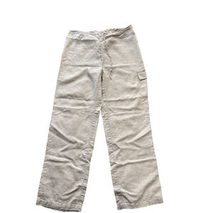 St. John’s Bay Beige Linen Drawstring Cargo Pants Size M